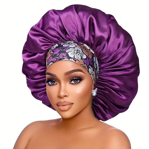 Large Satin Hair Bonnet Hair-Friendly Reduce Frizz Breakage