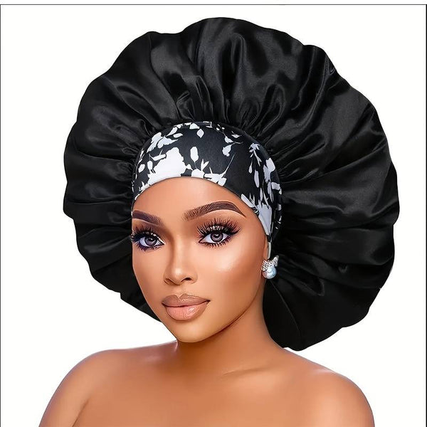 Large Satin Hair Bonnet Hair-Friendly Reduce Frizz Breakage
